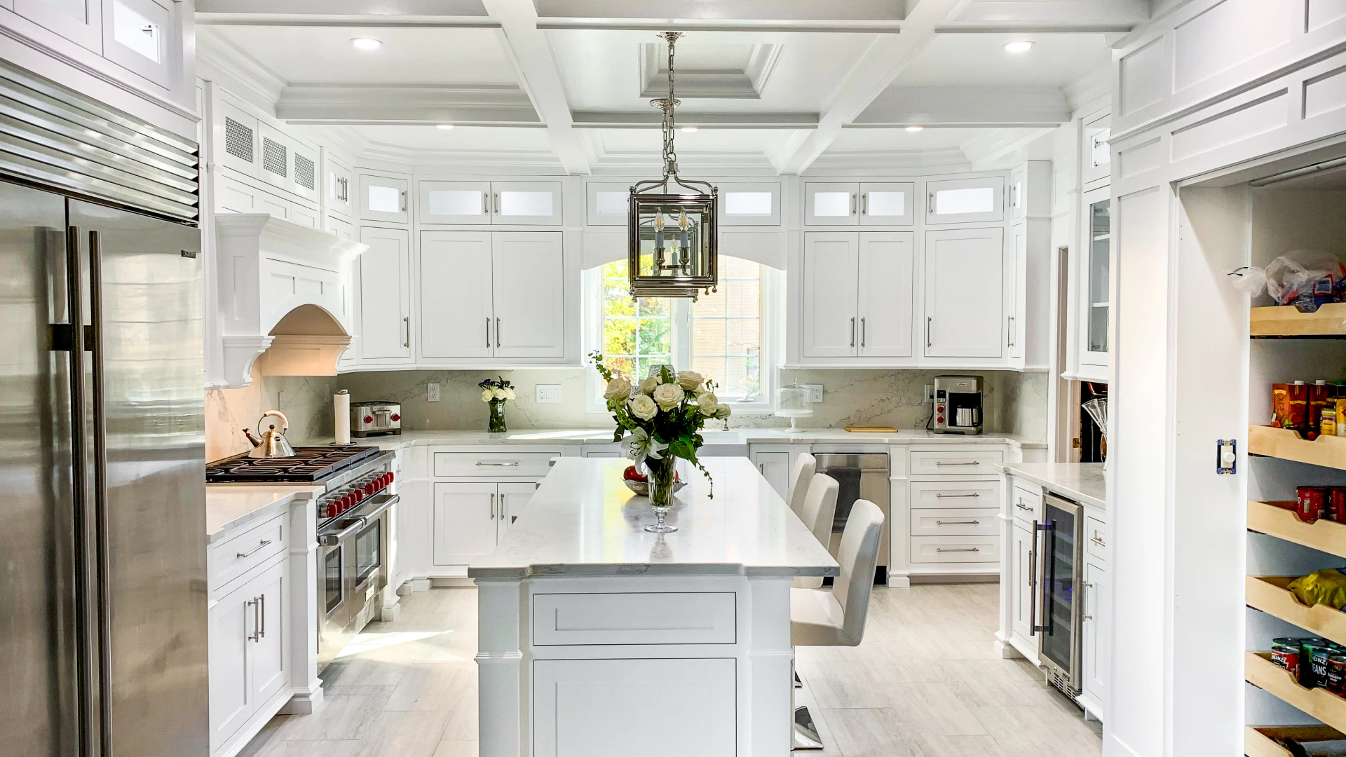 clean white themed kitchen