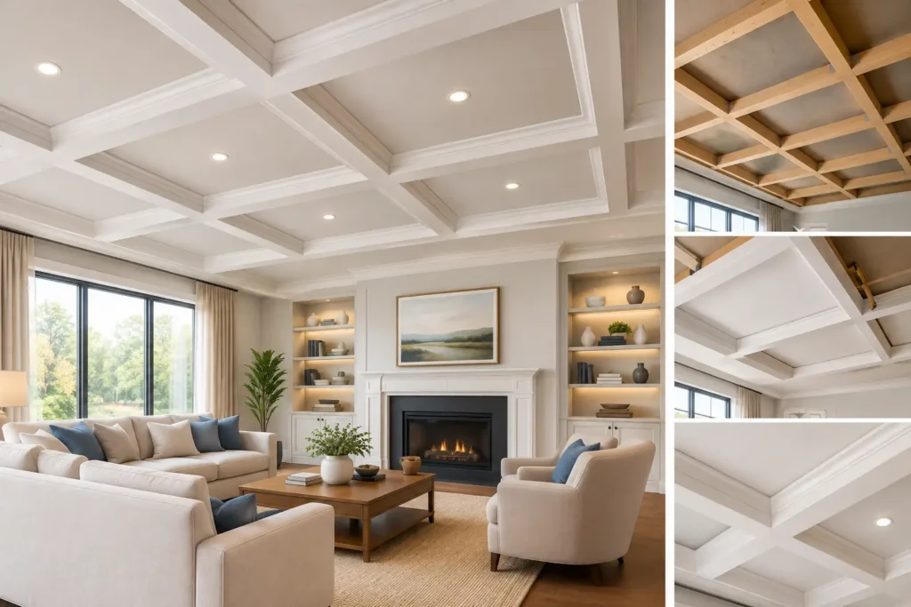 Coffered Ceiling Installation That Looks Built In