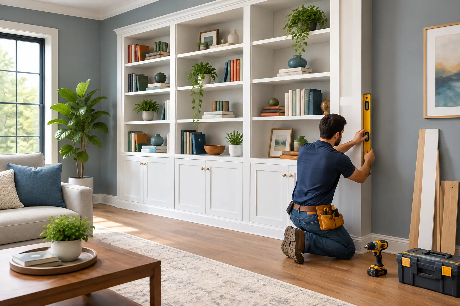 Built-In Bookcase Installation That Lasts